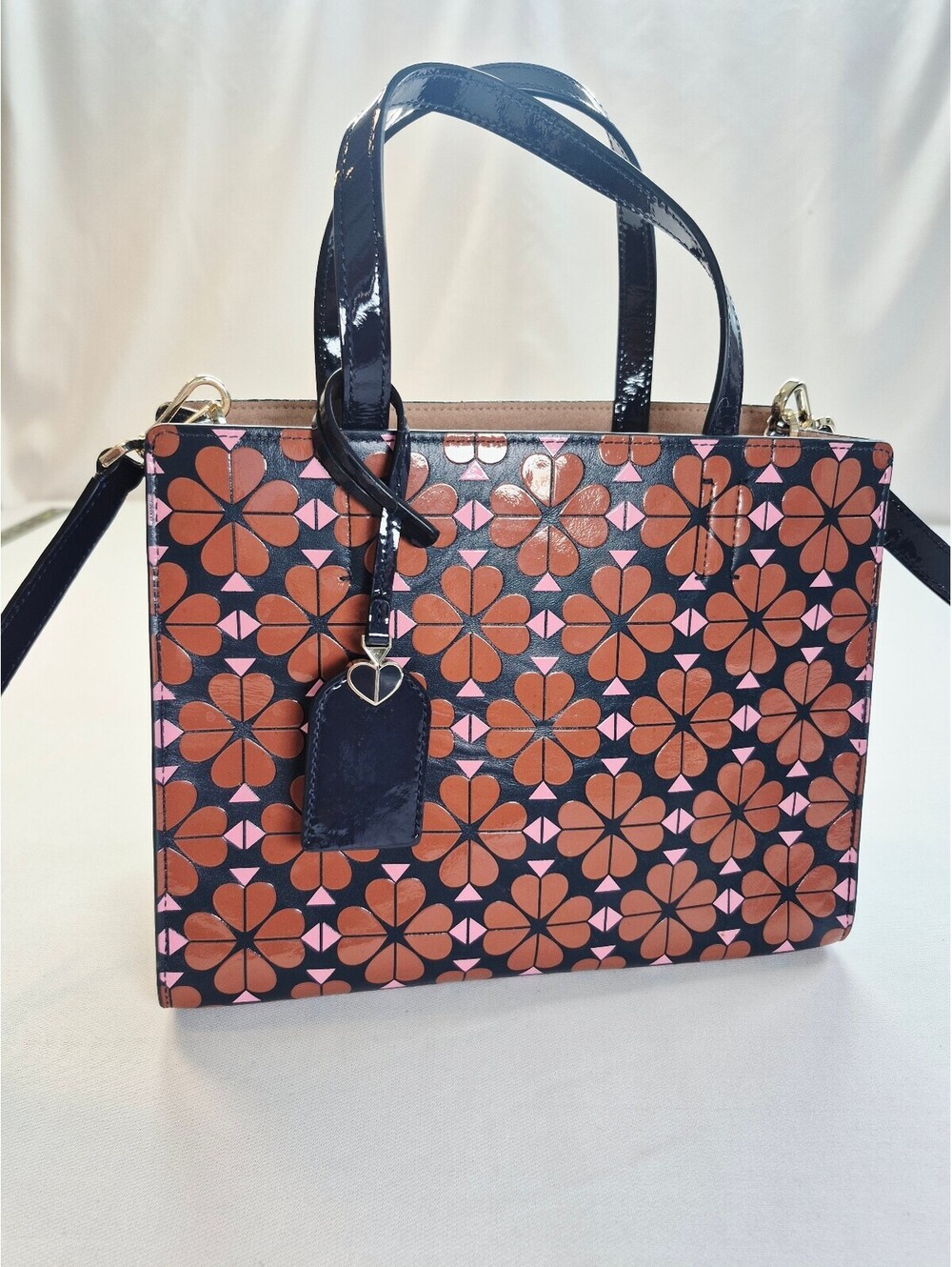 Kate Spade Sam Floral Medium Tote Purse Pink Blue Leather Crossbody strap& Pouch